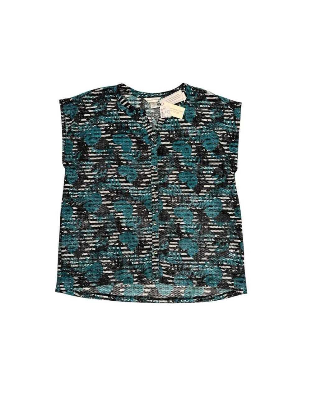 Christopher Banks Sheer Blouse Womens XL Sleeveless Summer Beach Button Top NWT